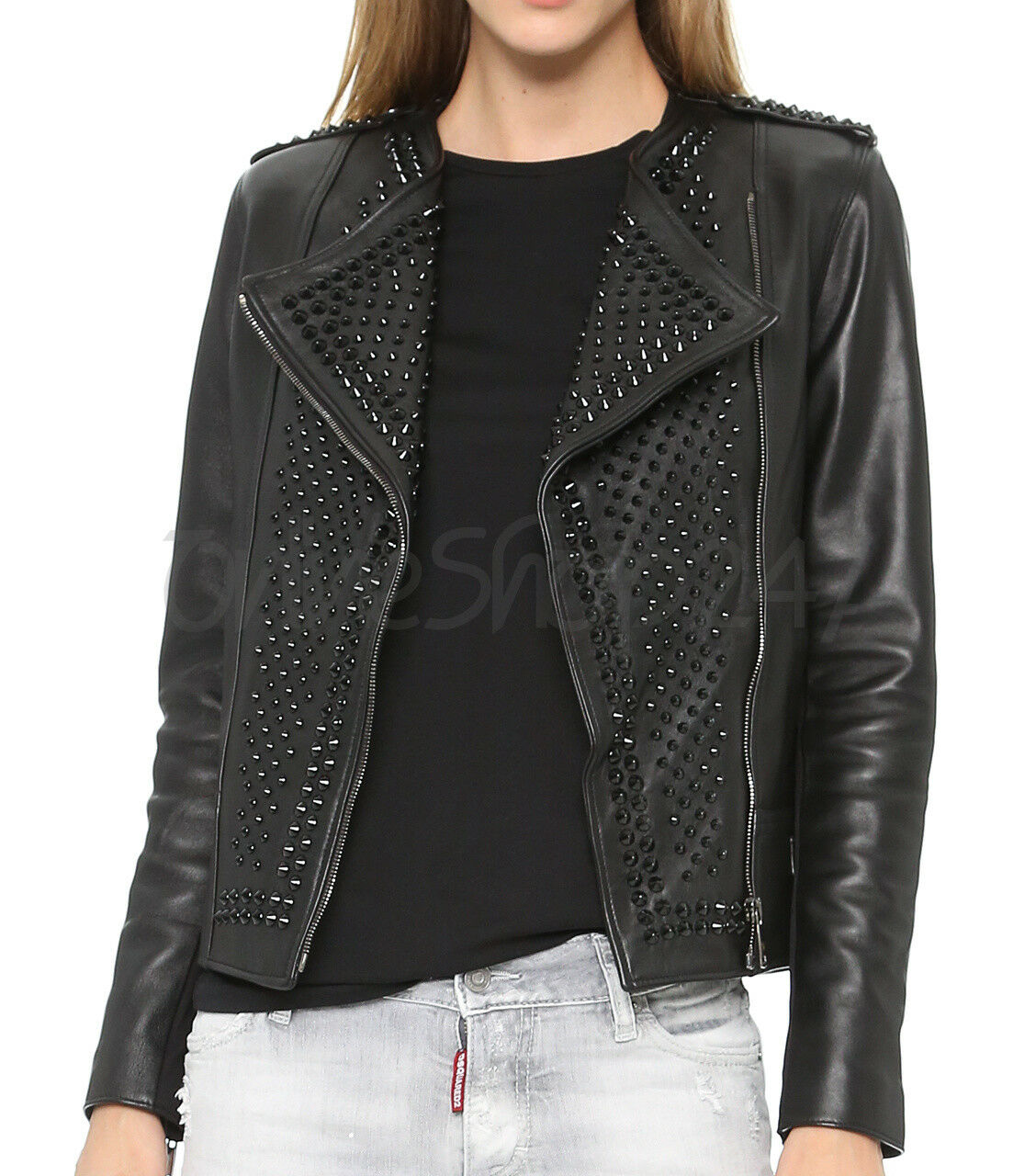 Nour hammour studded leather jacket best sale