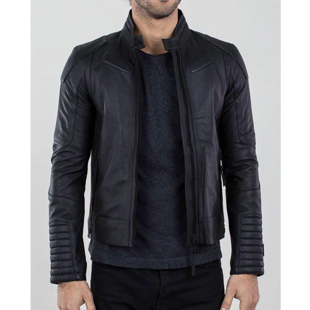 Men's Fitted Black Leather Jacket