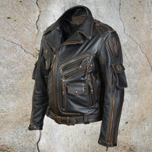 Men's Genuine Leather Premium Fashion Motorcycle Biker Black Jacket ...