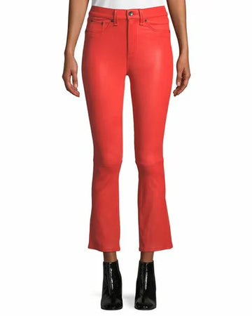 Leather Pants High Leggings Women Stretch Waist Pant Size Legging Skinny Red