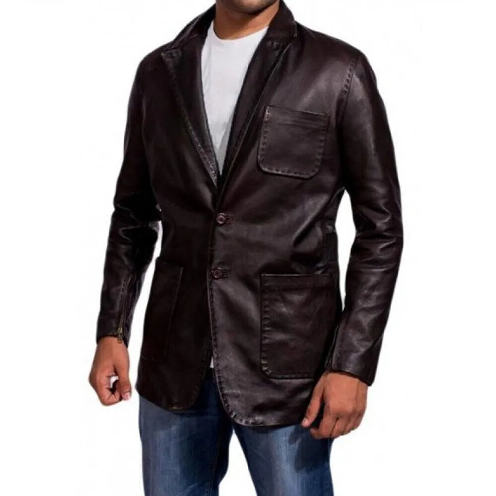 New Men's Blazer Coat Black Blazer Jason Wild Slim Fit Fashion Leather Jacket