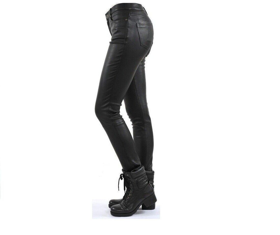 Leather Pants Leggings Skinny Stretch High Waist Women Trousers Womens Black