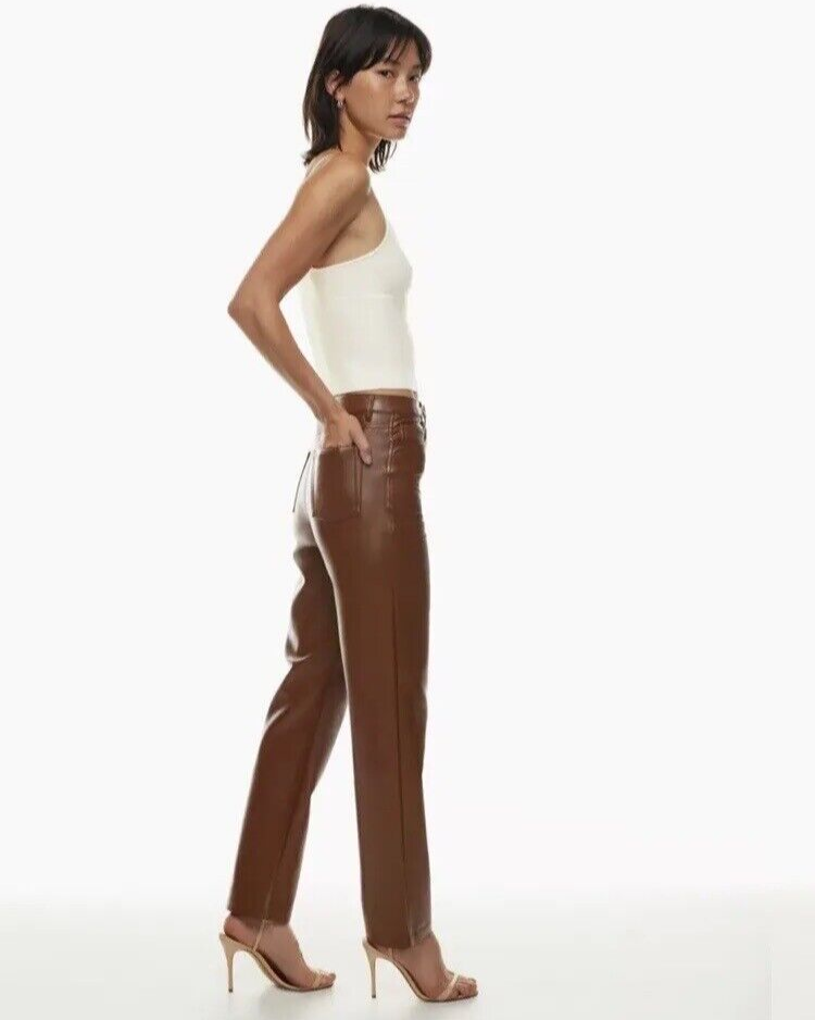 Womens Leather Cognac Pants